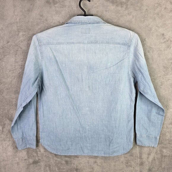 Mens American Eagle Prep Fit Blue Denim Shirt Button Up Long Sleeve Size L - Picture 5 of 9